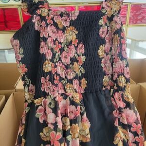 Maurices Black and Pink Floral Asymmetrical Dress